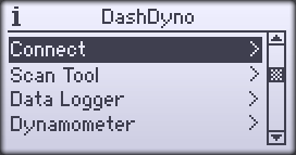 DashDyno Main Menu